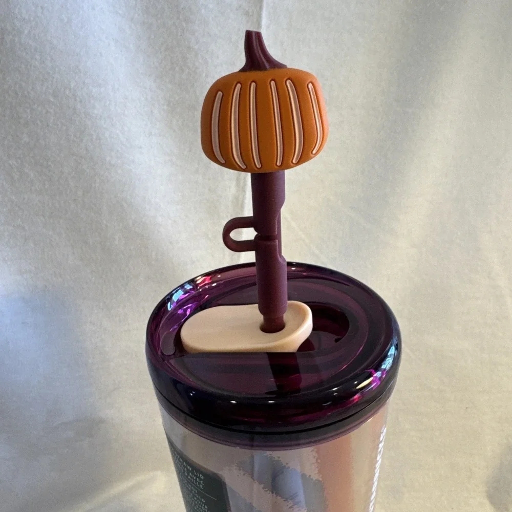 NEW‎ Starbucks  2025 Orange Pumpkin Topper Hot/Cold Cup Venti Tumbler 24oz